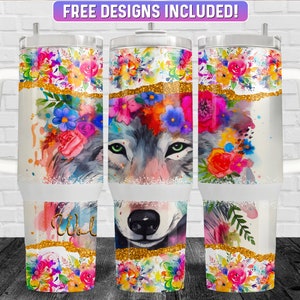 Wolf 40oz Tumbler Wrap PNG Design, Wolf 40oz Quencher Tumbler Sublimation Wrap, 40 oz Tumbler PNG, Instant Download