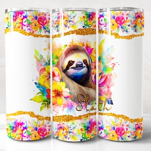 Sloth Tumbler Wrap PNG Design, Sloth Tumbler Wrap 20 oz Skinny Tumbler Sublimation Instant Digital Download