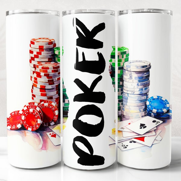 Poker Tumbler Wrap PNG Design, Poker Tumbler Wrap 20 oz Skinny Tumbler Sublimation Instant Digital Download