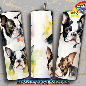 Boston Terrier Tumbler Wrap PNG Design, Dog owner Tumbler Wrap 20 oz Skinny Tumbler Sublimation Instant Digital Download