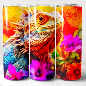 Bearded Dragon Tumbler Wrap PNG Design, Bearded Dragon Tumbler Wrap 20 oz Skinny Tumbler Sublimation Instant Digital Download