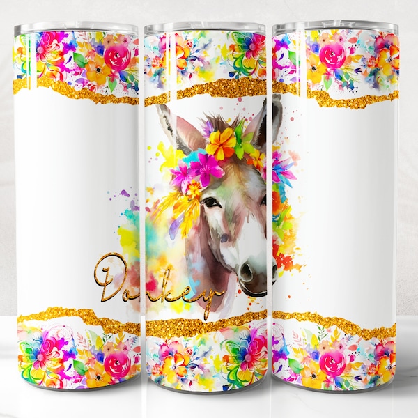 Donkey Tumbler Wrap PNG Design, Donkey Tumbler Wrap 20 oz Skinny Tumbler Sublimation Instant Digital Download