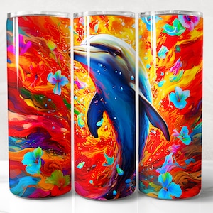 Dolphin Tumbler Wrap PNG Design, Dolphin Tumbler Wrap 20 oz Skinny Tumbler Sublimazione Download digitale istantaneo