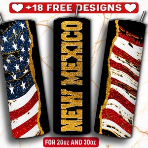 New Mexico Tumbler Wrap PNG Design, USA Tumbler Wrap, 20 oz Skinny Tumbler Sublimation, Téléchargement numérique instantané