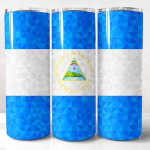 Nicaragua Flag Tumbler Wrap PNG Design, Nicaragua Tumbler Wrap 20 oz Skinny Tumbler Sublimation Instant Digital Download