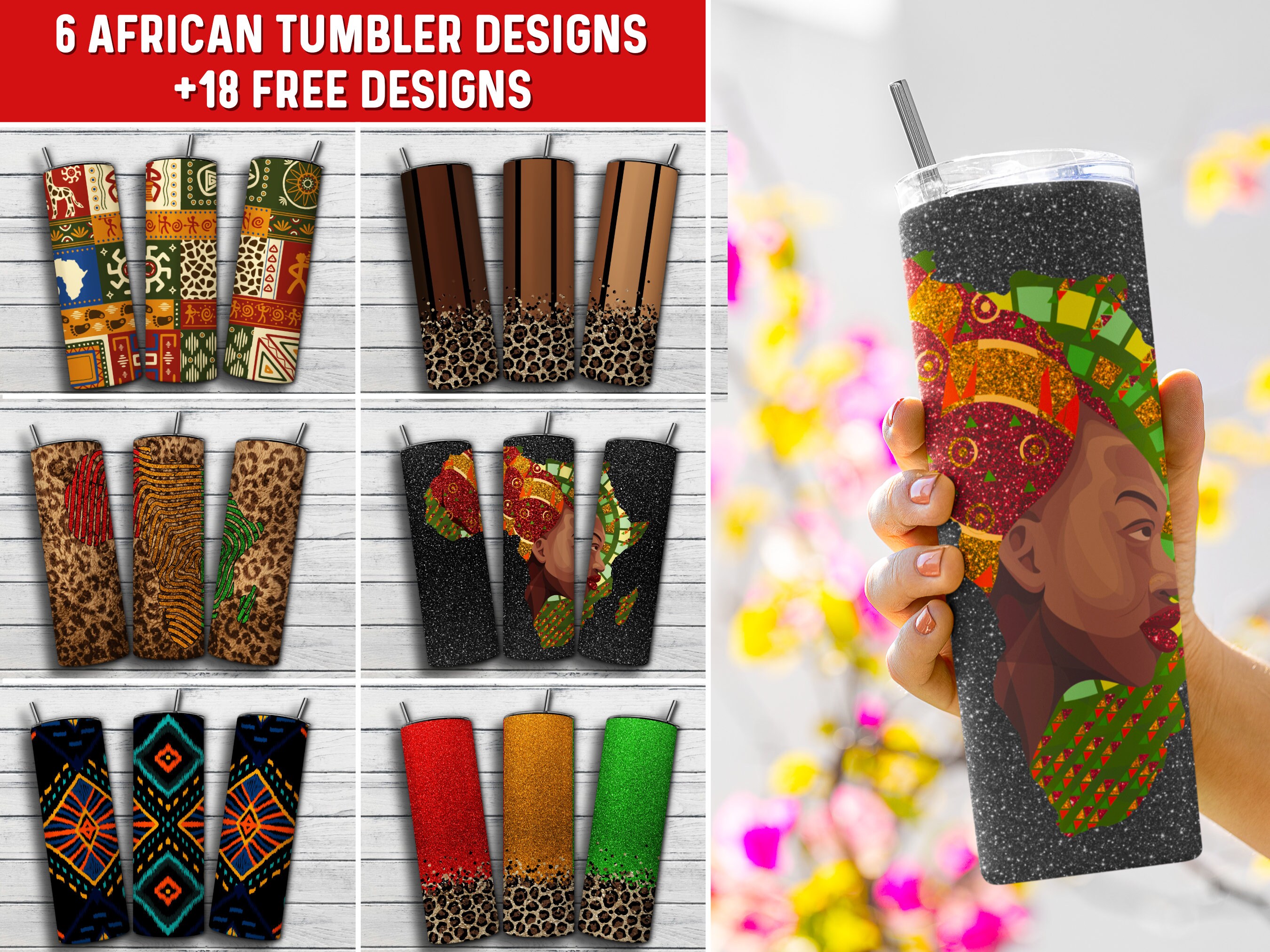 African Black Woman Tumbler Wrap Bundle PNG Design, Melanin Girl Wrap  Bundle 20 Oz Skinny Tumbler Sublimation Instant Digital Download - Etsy