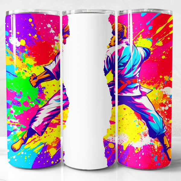 Add Your Own Text Karate Tumbler Wrap PNG Design, Karate Tumbler Wrap 20 oz Skinny Tumbler Sublimation Instant Digital Download