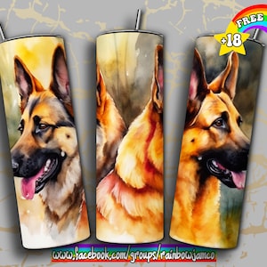 German Shepherd Tumbler Wrap PNG Design, Dog owner Tumbler Wrap 20 oz Skinny Tumbler Sublimation Instant Digital Download