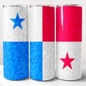 Panama Flag Tumbler Wrap PNG Design, Panama Tumbler Wrap 20 oz Skinny Tumbler Sublimation Instant Digital Download