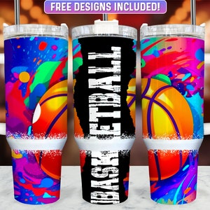 Basketball 40oz Tumbler Wrap PNG Design, Basketball 40oz Quencher Tumbler Sublimation Wrap, 40 oz Tumbler PNG, Instant Download