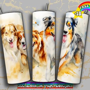 Australian Shepherd Tumbler Wrap PNG Design, Dog owner Tumbler Wrap 20 oz Skinny Tumbler Sublimation Instant Digital Download