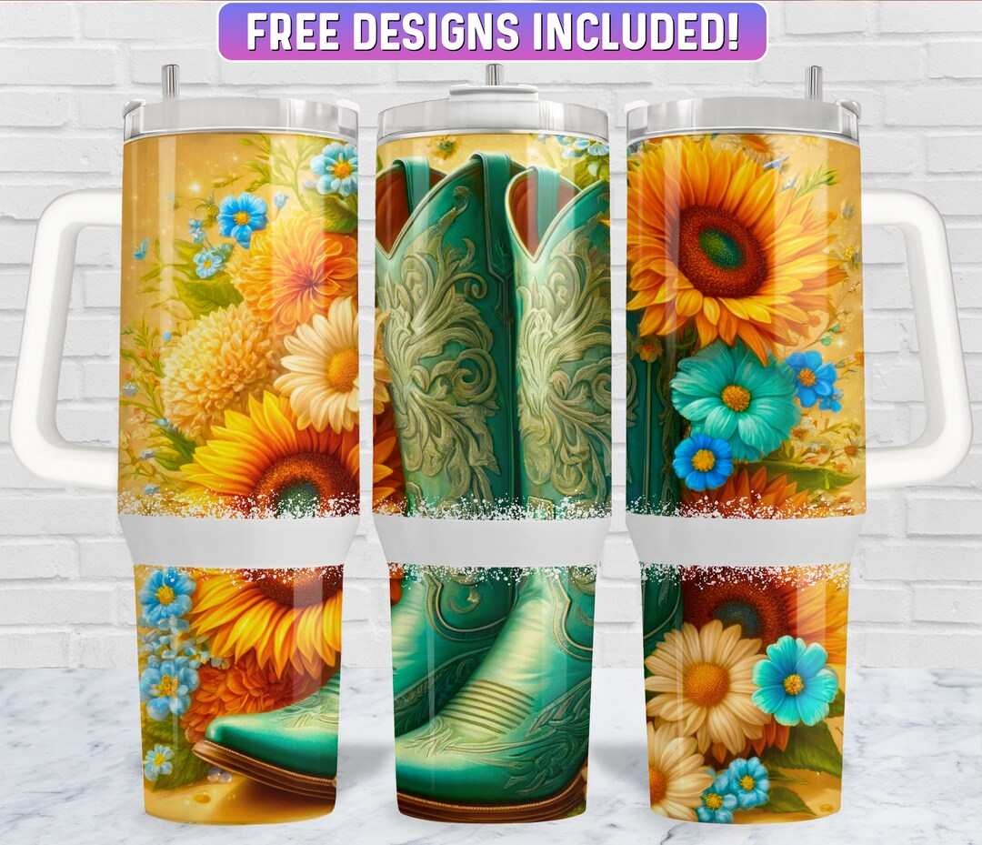 Cowboy Boots 40oz Tumbler Wrap PNG Design, Western Cowgirl 40oz ...