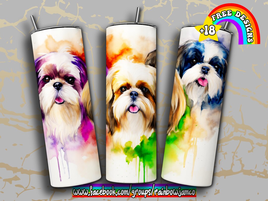 Shih Tzu Tumbler Wrap PNG Design, Dog Owner Tumbler Wrap 20 Oz Skinny ...