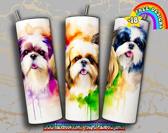 Shih Tzu Tumbler Wrap PNG Design, Shih Tzu Dog 20 Oz Skinny Tumbler ...