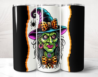 Halloween Witch Vibes Tumbler Wrap PNG Design, Tumbler Witch Wrap 20 oz Skinny Tumbler Sublimazione Download digitale istantaneo