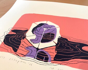 Screenprint 'ice cube' handmade 2026