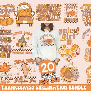 Retro Fall Bundle SVG PNG, Thanksgiving Svg, Fall vibes svg, Trendy svg, Coffee mug svg, Pumpkin svg, Groovy Autumn Svg, Fall Shirt svg