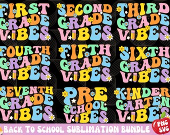 Retour à l'école Svg Bundle, Retro Teacher Svg, Kindergarten Svg, 1er jour d'école Svg, School Vibes Svg, TeacherLife Svg, Groovy Grade Svg
