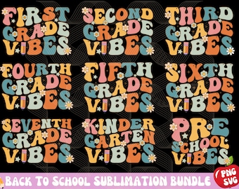 Retour à l'école Svg Bundle, Retro Teacher Svg, Kindergarten Svg, 1er jour d'école Svg, School Vibes Svg, TeacherLife Svg, Groovy Grade Svg