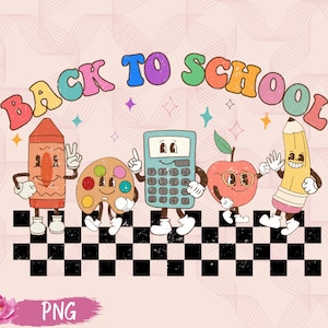 Back to school png, Retro Character png, Pencil png, Teacher shirt, Kids shirt, Retro png, Cute school design, first day of school