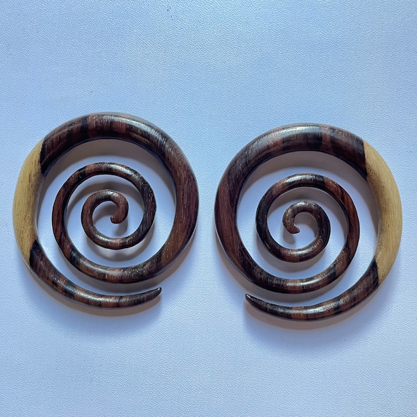 Wooden Spiral Gauge 6g 4g 2g 0g 00g 1/2”