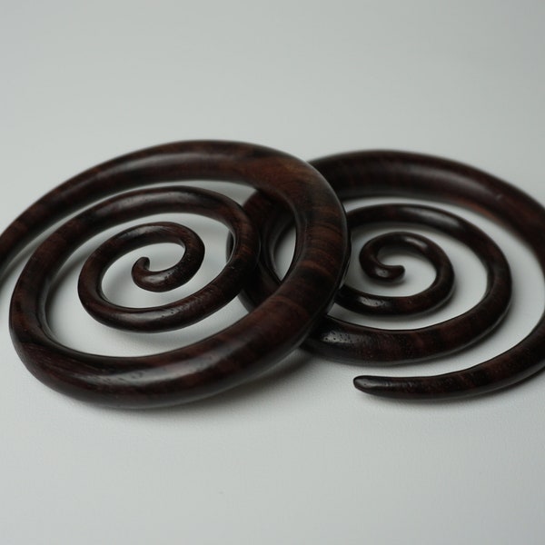 Wooden Spiral Sono Wood Carving Pairs 8g 6g 4g 2g 0g 00g