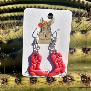 Handmade Cowboy Boot Earrings – Western Polymer Clay Jewelry with Sterling Silver Hooks