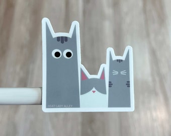 Gray Cat Sticker - Three Cats Series