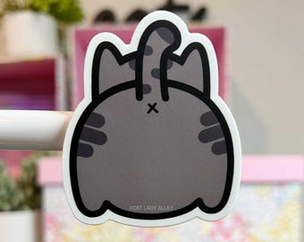 Kitty Bum Gray Tabby Cat Sticker
