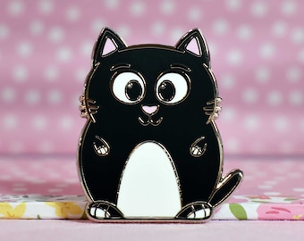 Tuxedo Cat Hard Enamel Pin, Backpack Accessory