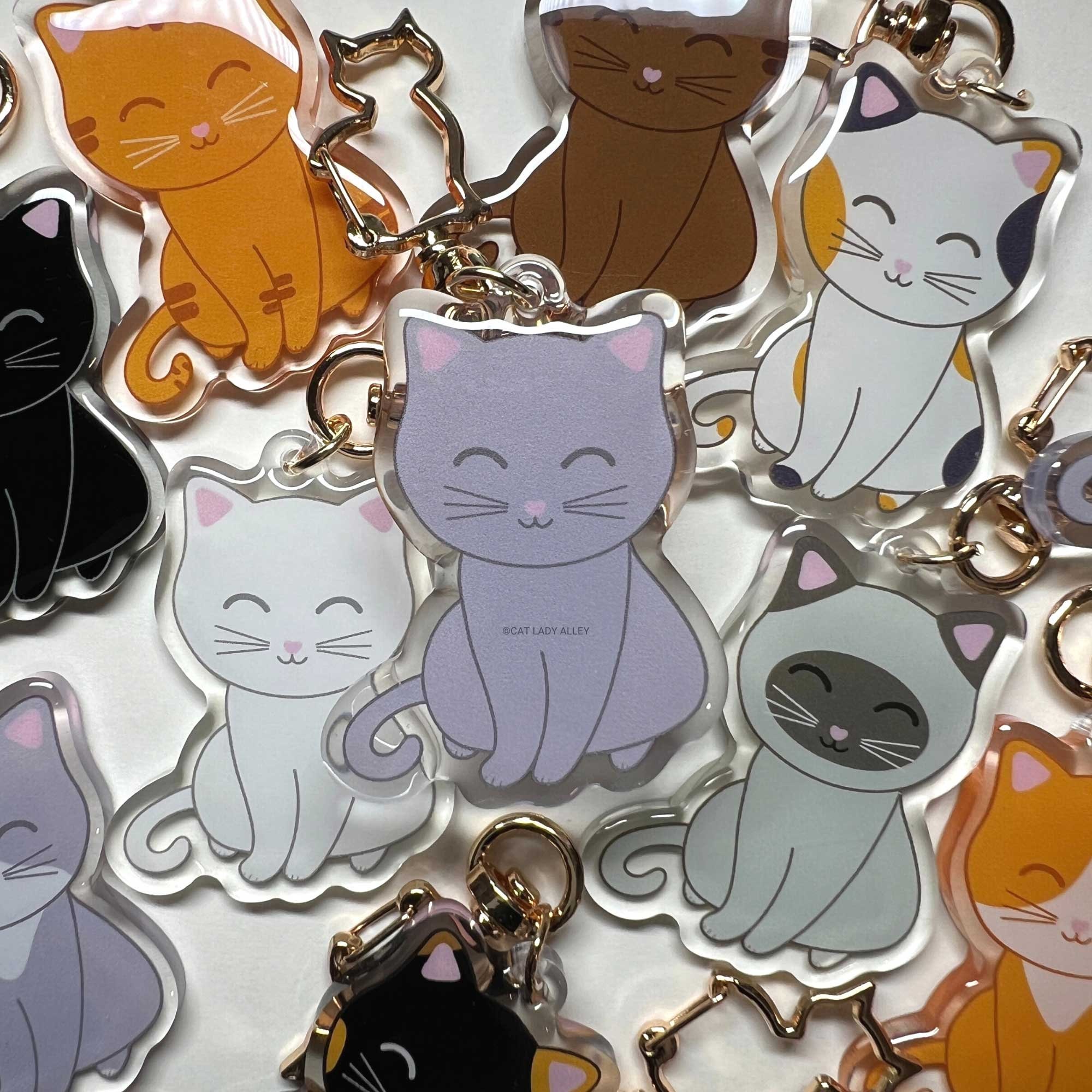 Grey Cat Keychain - Etsy