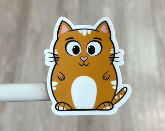 Orange Tabby Cat Sticker, Waterproof Vinyl Decal