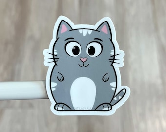 Gray Tabby Cat Sticker - Waterproof Vinyl Decal