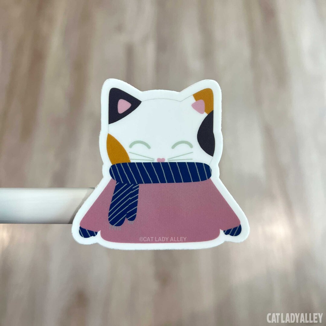 Calico Cat Sticker - Sweater Weather Kitty - Etsy