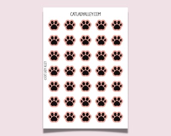 Orange Paw Print Stickers for Planners and Journals