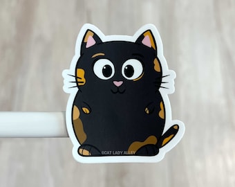 Tortoiseshell Cat Vinyl Sticker – Waterproof Laptop Decal