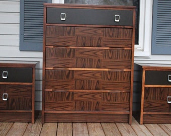 Vintage mid century modern style dresser and night stands