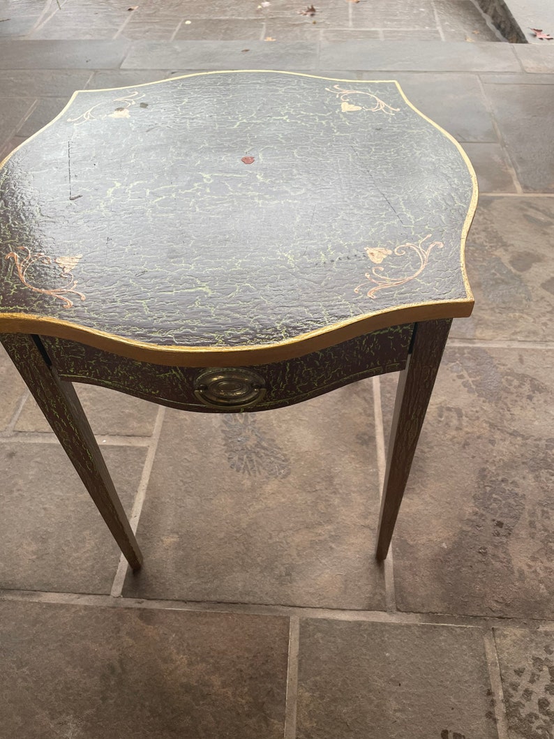 Drexel Side Table With Green Craquelure Finish Etsy