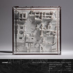 Westminster, Londra Mappa della città 3D - Squisita stampa SLA 8K Moderna topografica da parete e arredamento unico per la casa / 4,33x4,33 pollici
