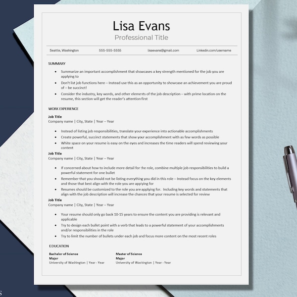 C Suite Resume Template Etsy - Il 600x600.4163517501 6bog 
