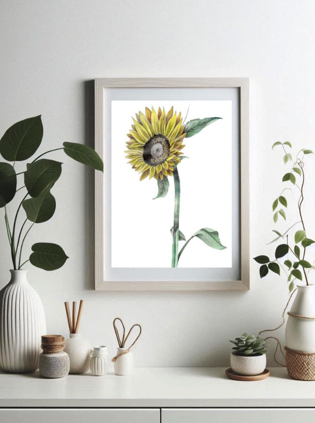 Sunflower Wall Art Print | Floral Illustration Wall Decor | A5 A4 A3 ...