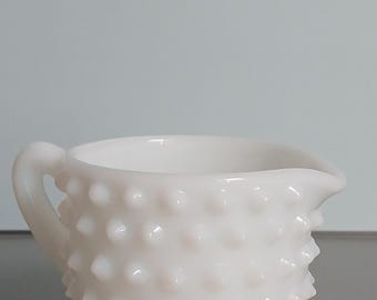 Vintage Mid Century Hobnail creamer. Hobnail mini creamer. Opaque white glass. Mid-Century glassware. Mid century kitchen. Kitchy decor