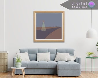 Decorazione calma e consapevole per un viaggio nel deserto. Un'arte astratta e colorata che dona relax, pace e serenità ai tuoi sensi. Download digitale di opere d'arte da parete.