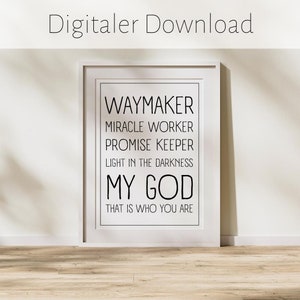 Waymaker poster as digital download, Christian print, Christian gift - Version 2