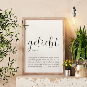 Poster loved in printed form, Christian print, gift idea with Bible verse from Daniel