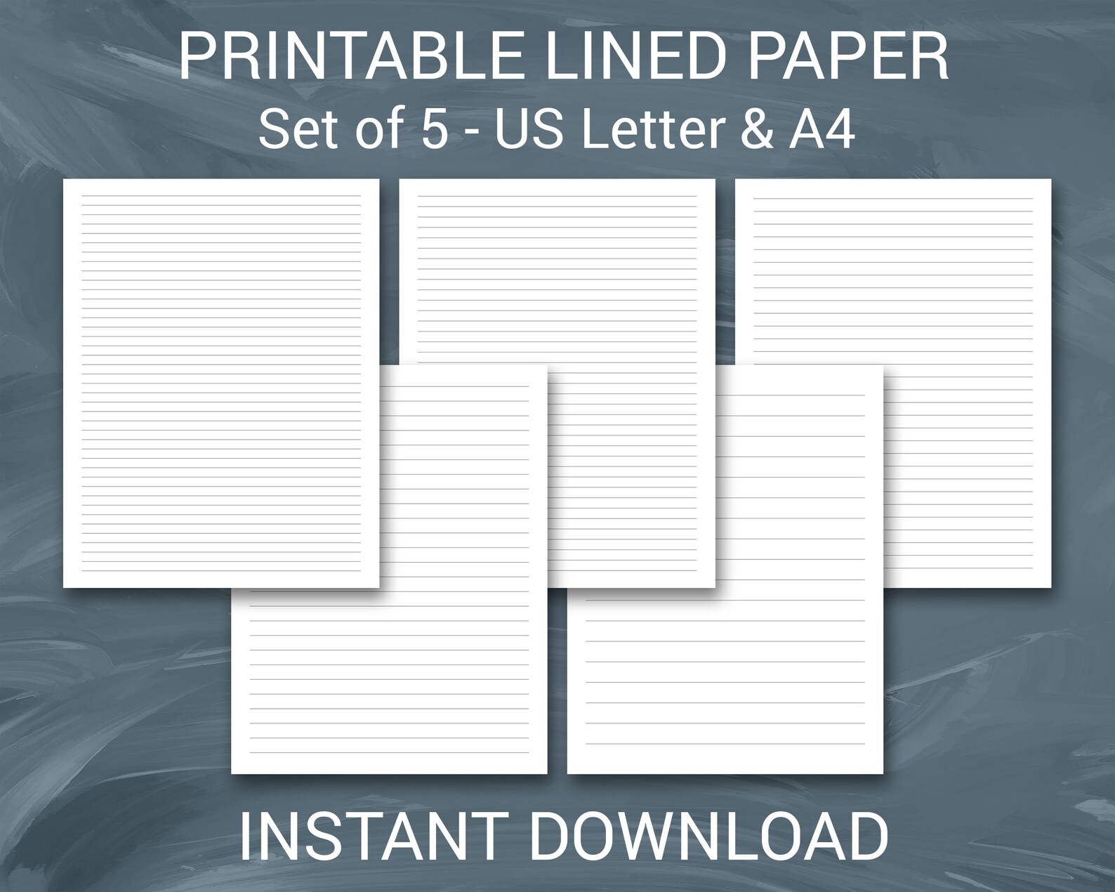 Printable Lined Paper PDF, Narrow Ruled Paper, Wide Ruled Paper ...
