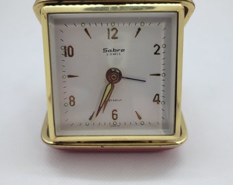 Vintage Travel Clock Red SABRE Made in Japan Collectable  Decorative