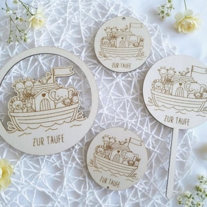 Pakiet plików laserowych do chrztu Arka Noego – SVG, PNG, pętla, ozdoba na tort, etykieta na prezent, łapacz słońca, prezent na chrzest, dekoracje na chrzest, zwierzęta