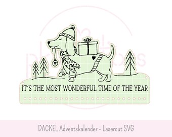 Dachshund Advent Calendar - Lasercut SVG, commercial use, laser file Advent calendar, most wonderful time, Christmas, dog, gift