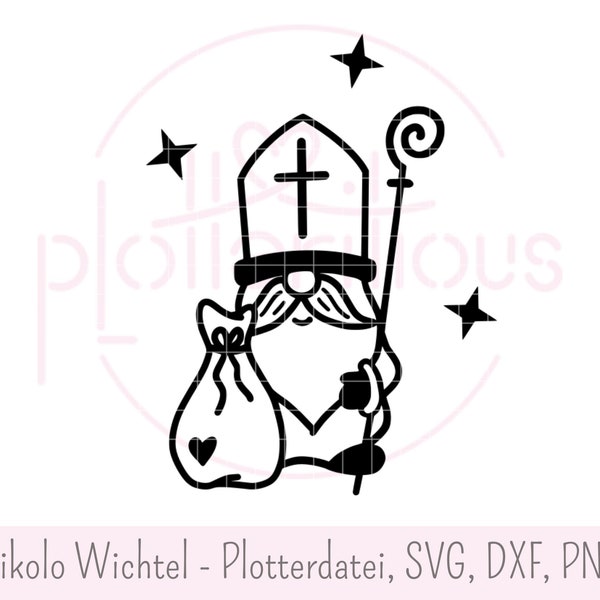 St. Nicholas gnome - SVG, DXF, PNG, Saint Nicholas, sweet St. Nicholas, commercial use, St. Nicholas gift, plotter file, laser file